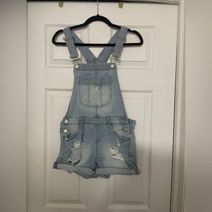 Denim short overalls